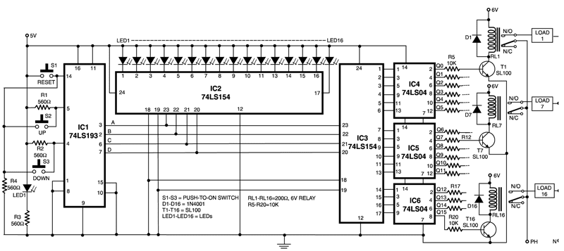 NTE Electronics Circuit: Simple Digital Switching System
